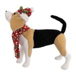 Adorno Navideño Tipo Dachshund Decorativo con Gorro y Bufanda de 36 x 19 x 31 cm