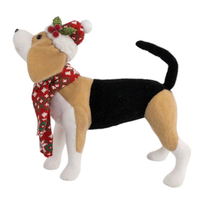 Adorno Navideño Tipo Dachshund Decorativo con Gorro y Bufanda de 36 x 19 x 31 cm