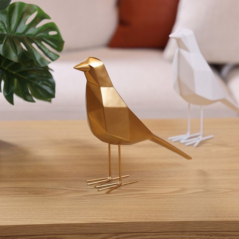 Pájaro Decorativo Geométrico Color Dorado