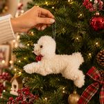 Adorno Colgante Navideño Tipo Perro de Tela 20 x 7 x 12 cm Color Blanco
