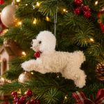 Adorno Colgante Navideño Tipo Perro de Tela 20 x 7 x 12 cm Color Blanco