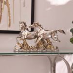 Caballos Decorativos Corriendo de 39 cm Color Plateado