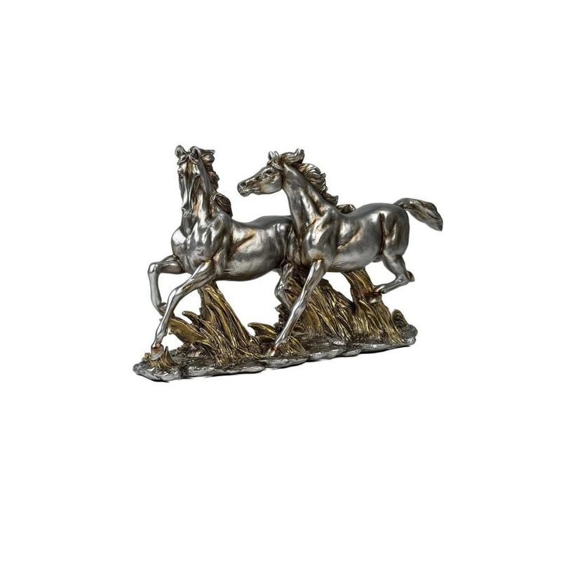Caballos Decorativos Corriendo de 39 cm Color Plateado