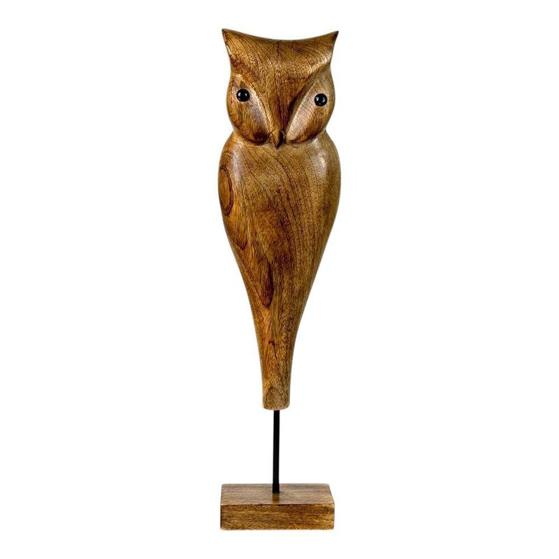 Búho Decorativo de Madera de 53 cm en Acabado Natural