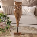 Búho Decorativo de Madera de 53 cm en Acabado Natural
