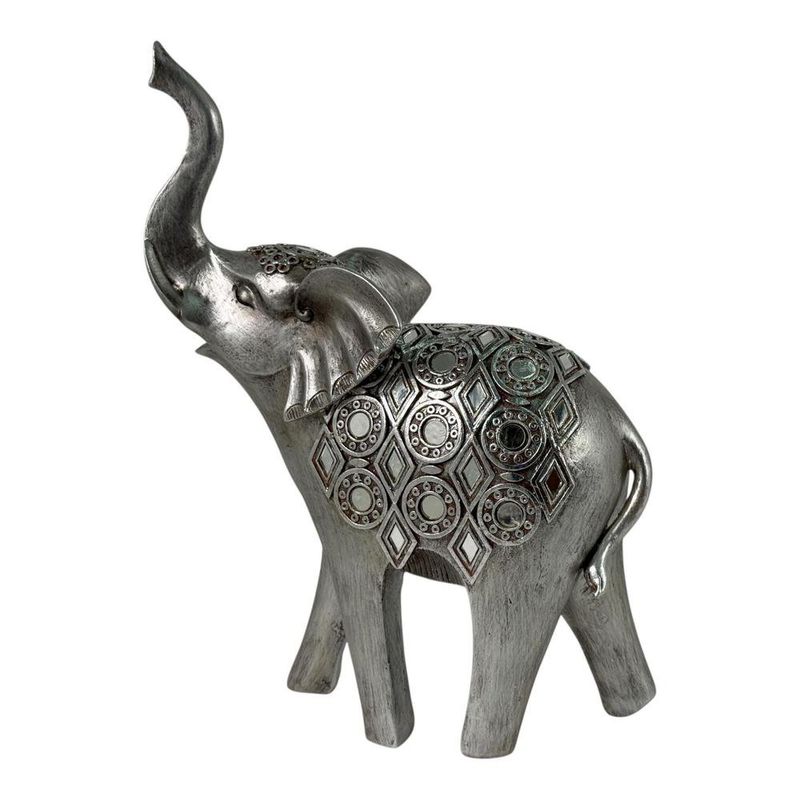 Elefante Decorativo de 29 cm Color Plateado Oscuro
