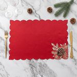 Individual Navideño Rectangular de Tela con Diseño de Piñas 33 x 48 cm Rojo