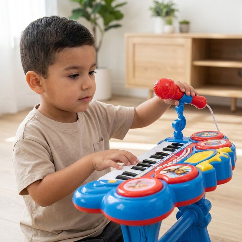 Teclado Electrónico de Paw Patrol con Silla y Micrófono