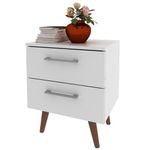 Mesa de Noche Moderna Blanca con 2 Gavetas para Dormitorio 45 x 36 x 55 cm