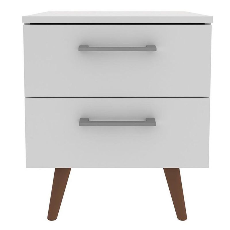 Mesa de Noche Moderna Blanca con 2 Gavetas para Dormitorio 45 x 36 x 55 cm