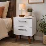 Mesa de Noche Moderna Blanca con 2 Gavetas para Dormitorio 45 x 36 x 55 cm