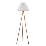 Lámpara de Pie Blanca con Efecto Madera para Bombillo E27 de hasta 60W