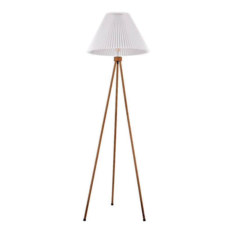 Lámpara de Pie Blanca con Efecto Madera para Bombillo E27 de hasta 60W