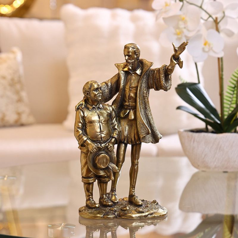 Figura Decorativa Don Quijote y Sancho Panza Color Dorado 31 cm