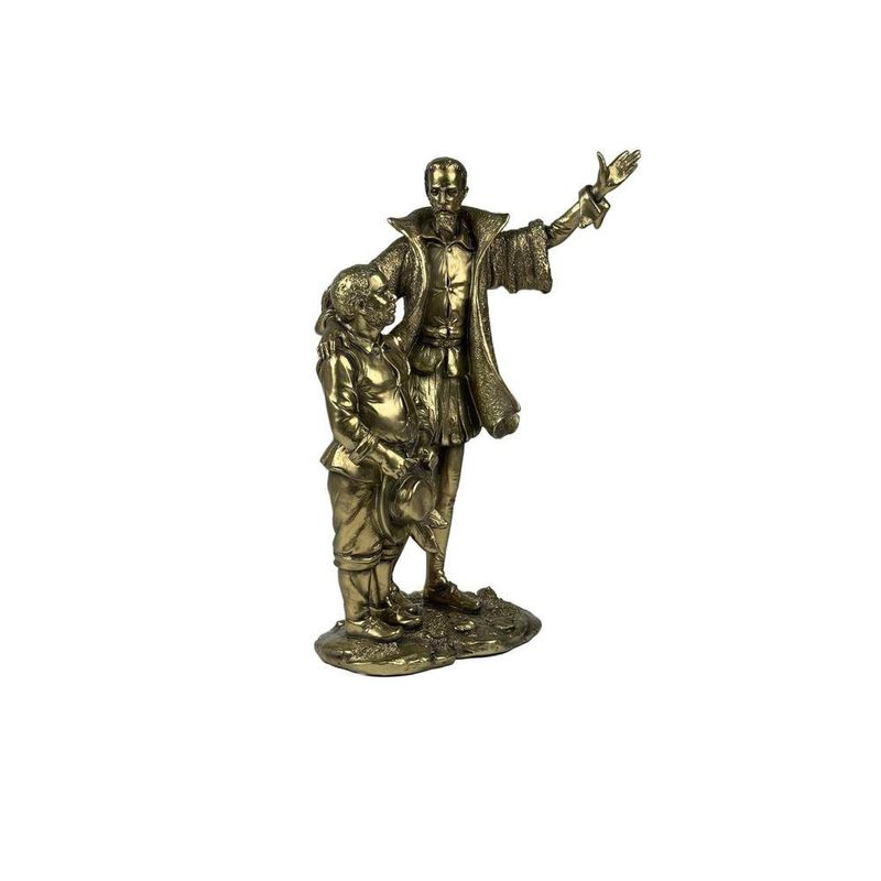 Figura Decorativa Don Quijote y Sancho Panza Color Dorado 31 cm