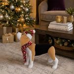 Adorno Navideño Tipo Dachshund Decorativo con Gorro y Bufanda de 36 x 19 x 31 cm