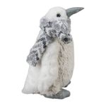 Pingüino Decorativo Navideño con Bufanda de 11.55 x 10.5 x 19.5 cm Color Blanco y Gris