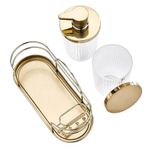 Set de Dispensador, Contenedor y Organizador para Baño Caddy Color Dorado 3 Piezas