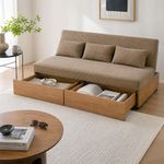 Sofá Cama Mike de 3 Asientos con Gavetas Integradas Color Café