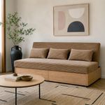 Sofá Cama Mike de 3 Asientos con Gavetas Integradas Color Café