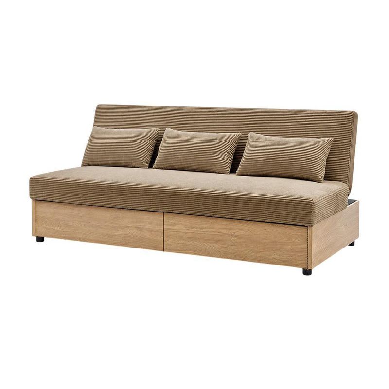 Sofá Cama Mike de 3 Asientos con Gavetas Integradas Color Café