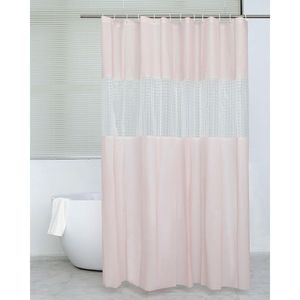 Cortina de Baño 3D Rosada y Transparente