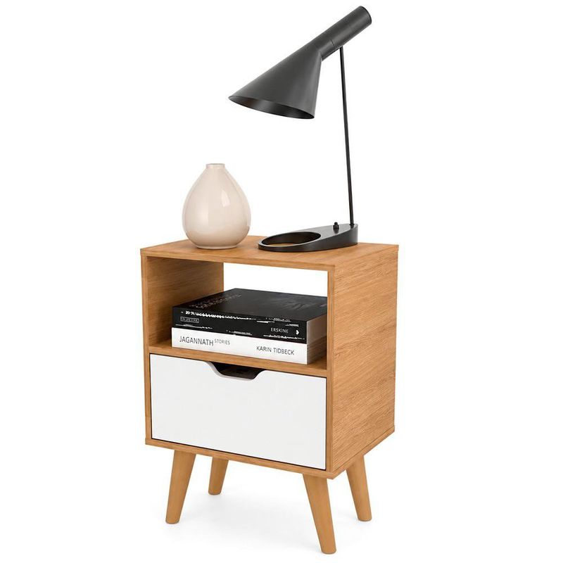 Mesa de Noche Milly con 1 Gaveta Almendra/Blanco 36 x 25 x 54 cm