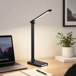 Lámpara LED de Escritorio Negra Ajustable con Función de Carga Integrada de 7.2W