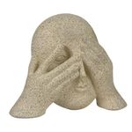Figura Decorativa Rostro con Manos sobre los Ojos Color Beige