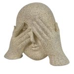 Figura Decorativa Rostro con Manos sobre los Ojos Color Beige