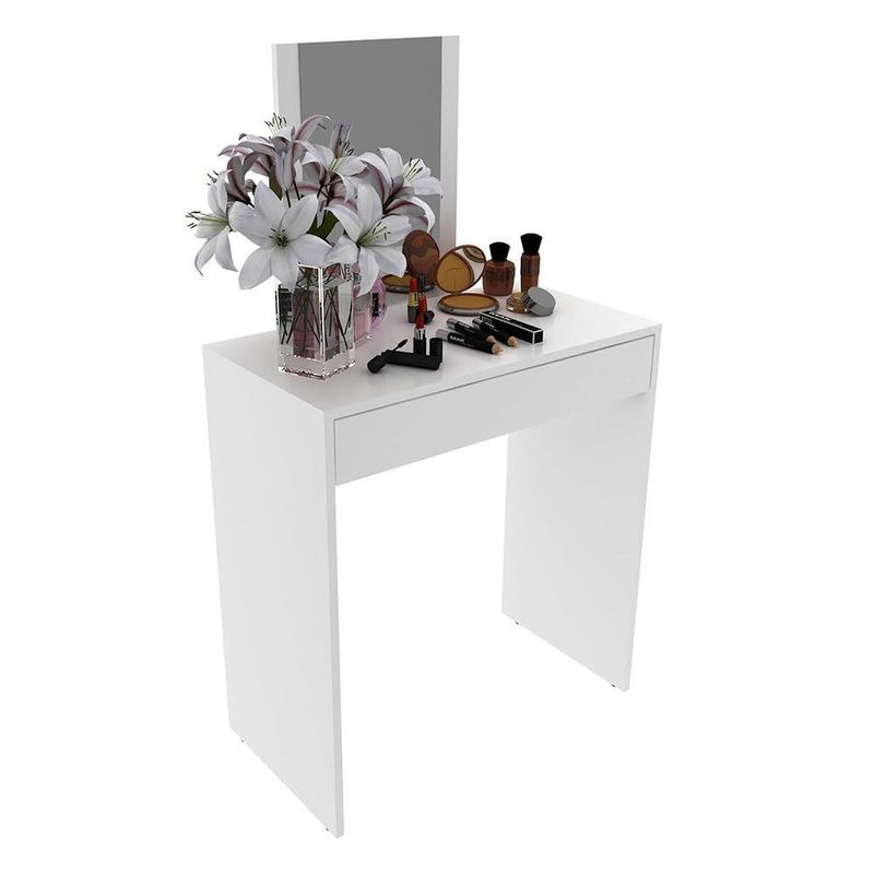 Tocador Moderno con Espejo y 1 Gaveta Blanco 119 x 68 x 37 cm