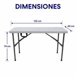 Mesa Tablero Plegable Blanca 122 x 60 x 74 cm