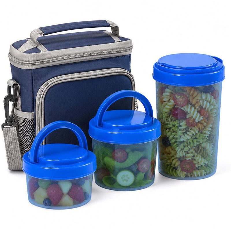 Set de 3 Contenedores Aviv con Tapadera Abatible de 68 43 y 24 oz Color Azul