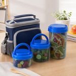 Set de 3 Contenedores Aviv con Tapadera Abatible de 68 43 y 24 oz Color Azul