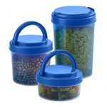 Set de 3 Contenedores Aviv con Tapadera Abatible de 68 43 y 24 oz Color Azul