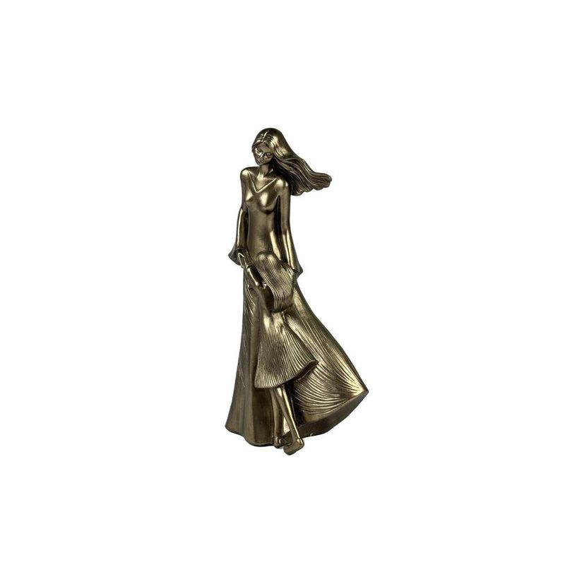Figura Decorativa Madre e Hija Color Dorado 33.5 cm