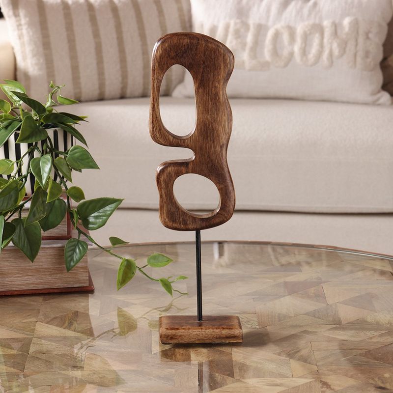 Figura Abstracta de Madera 39 cm Color Café