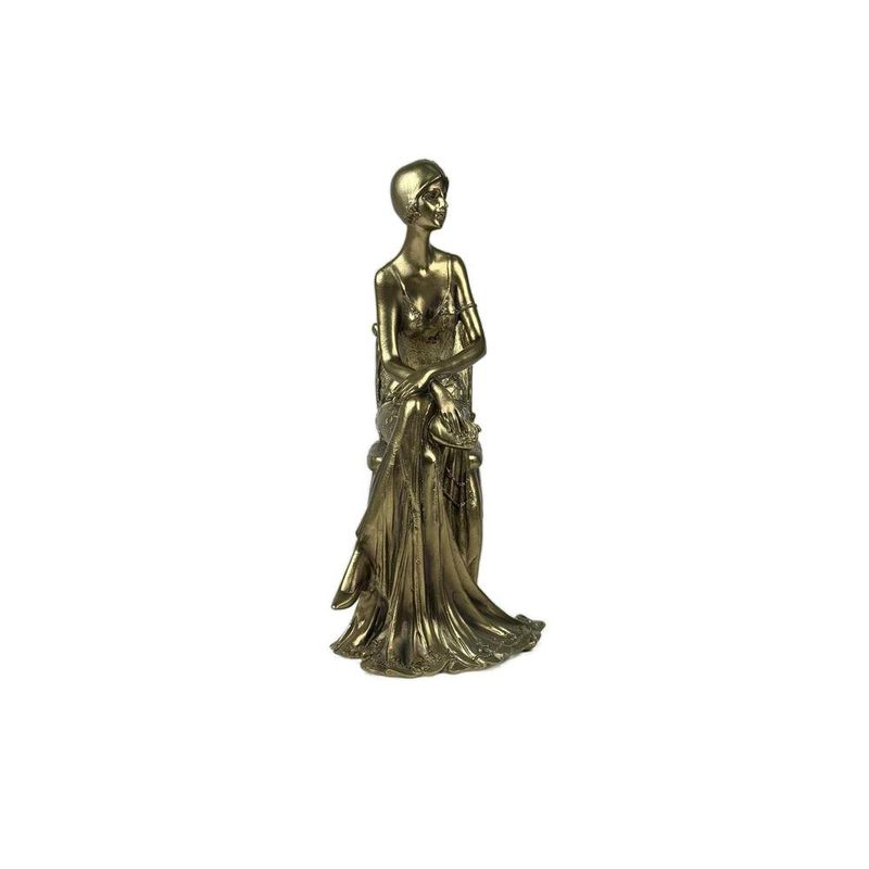 Figura Decorativa Dama Sentada Color Dorado 24.5 cm