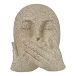 Figura Decorativa Rostro con Manos sobre la Boca Color Beige