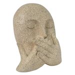 Figura Decorativa Rostro con Manos sobre la Boca Color Beige