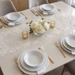 Camino de Mesa Bordado Decorativo 40 x 135 cm Color Blanco