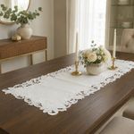 Camino de Mesa Bordado Decorativo 40 x 135 cm Color Blanco