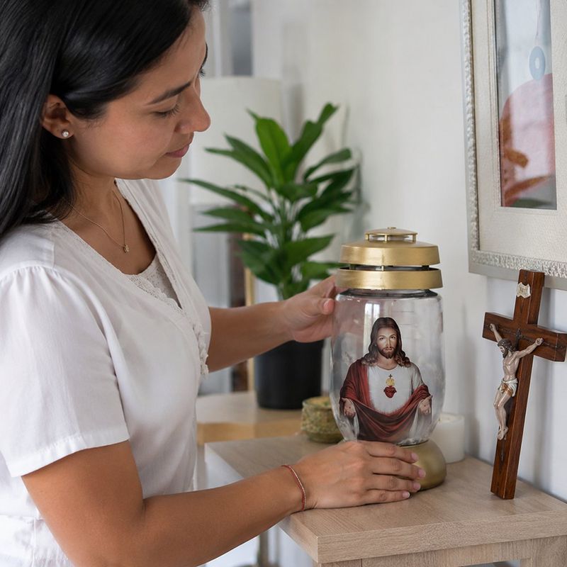 Vela Linterna para Exterior Diseño Sagrado Corazón de Jesús