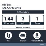 Piso Gres Tala Acabado Mate Color Café de 60 x 60 cm en Caja de 1.44 m²