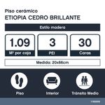Piso Cerámico Etiopia Cedro Brillante de 20 x 66 cm en Caja de 1.09 m²