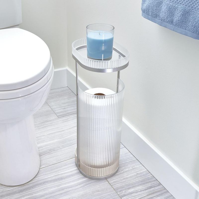 Portarrollos con Repisa para Baño Color Plateado y Transparente