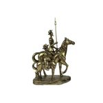 Figura Decorativa Don Quijote y Sancho Panza a Caballo Color Dorado