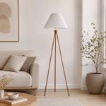 Lámpara de Pie Blanca con Efecto Madera para Bombillo E27 de hasta 60W