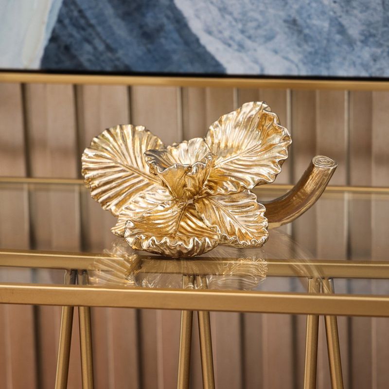 Figura Decorativa de Flor 24 x 14 cm Color Dorado