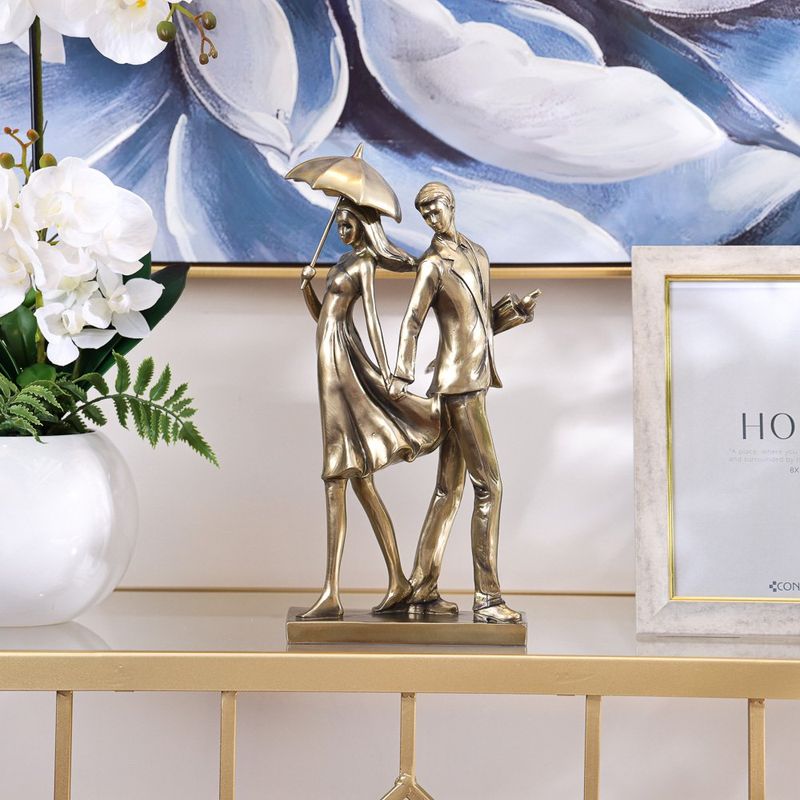 Figura Decorativa Pareja Tomados de la Mano 36 cm Color Dorado